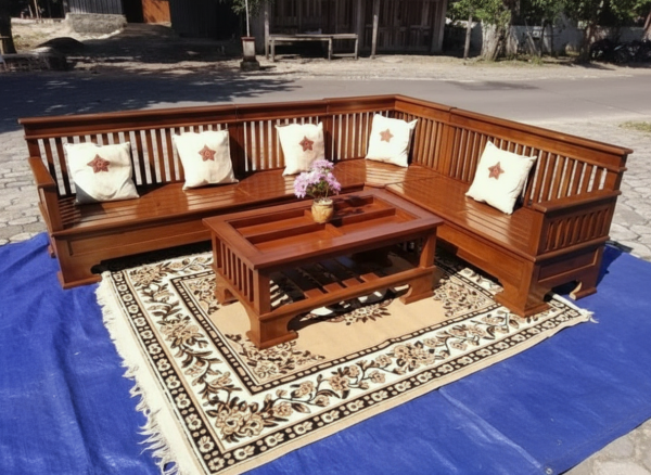 Kursi Kayu Sudut Set